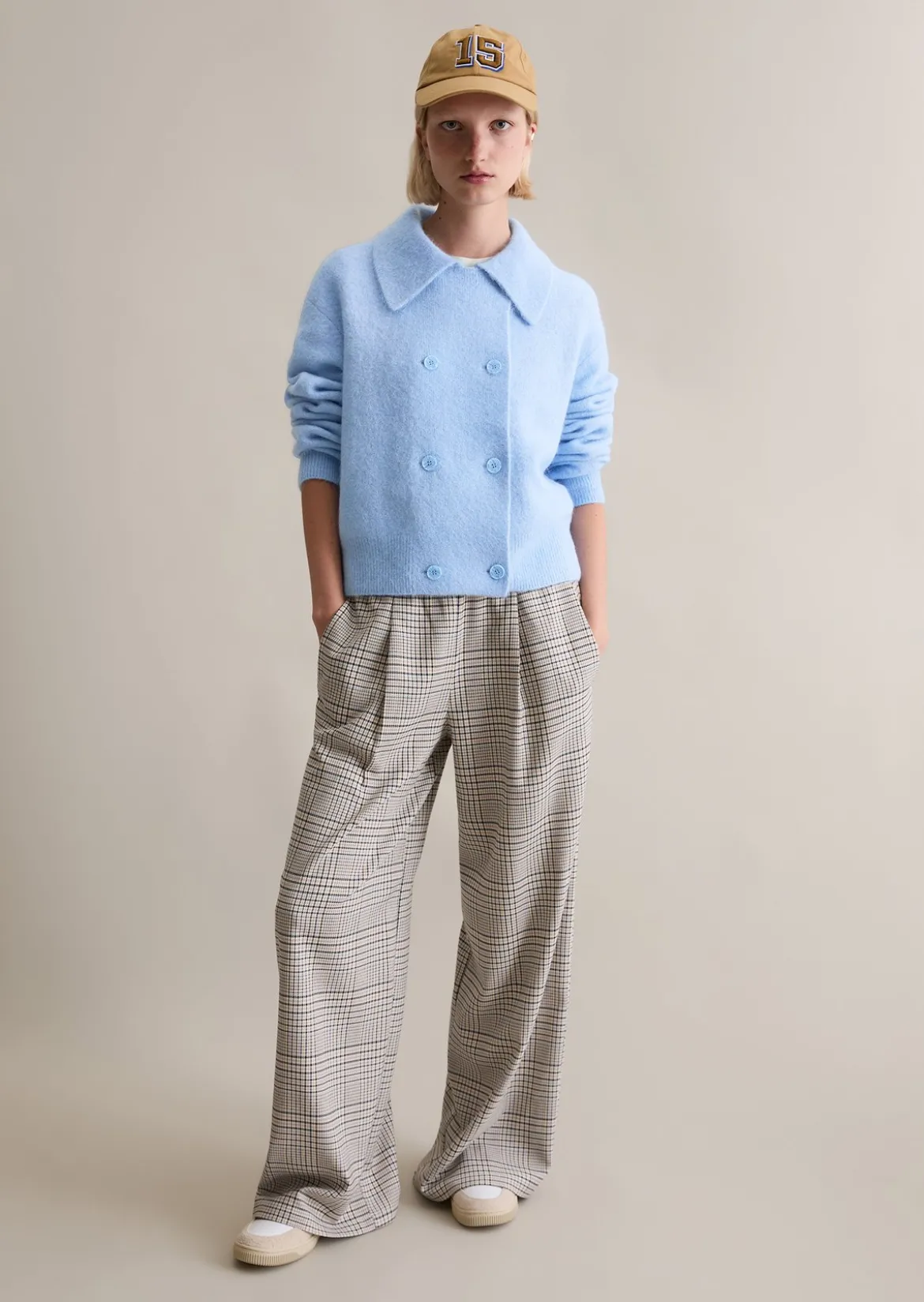 Doppelreiher-Cardigan loose aus Alpakawolle-Wolle-Mix