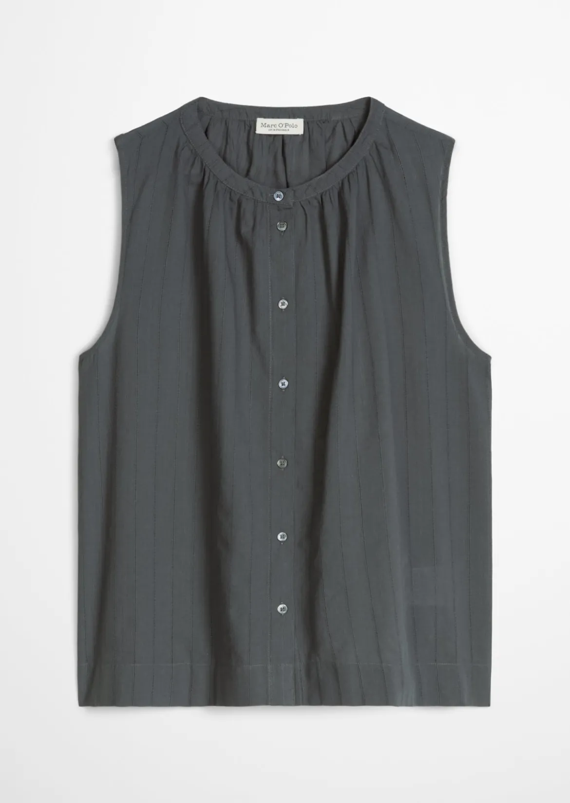 Ärmellose Bluse regular aus Baumwoll-Voile mit feiner Loch-Stickerei