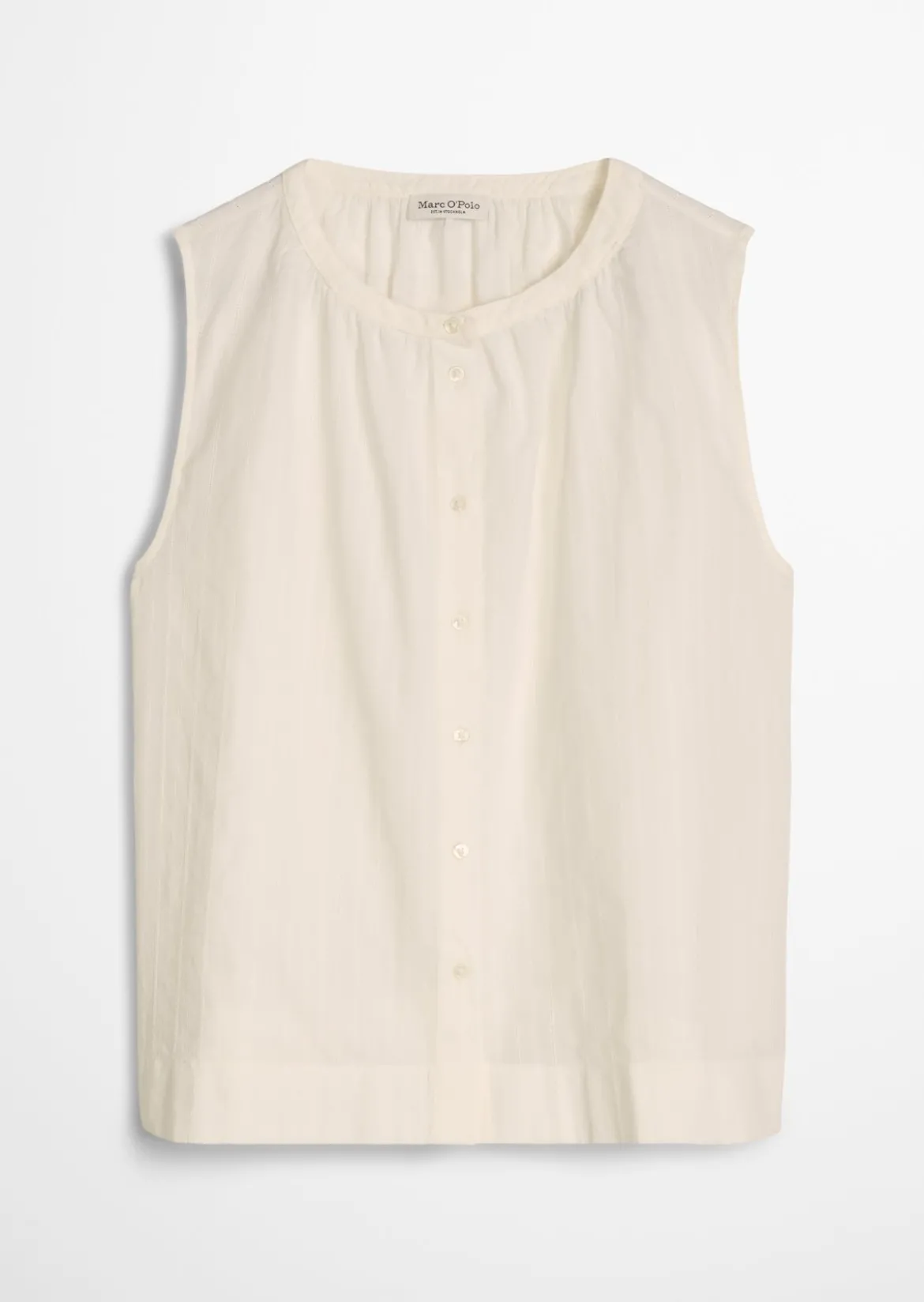 Ärmellose Bluse regular aus Baumwoll-Voile mit feiner Loch-Stickerei