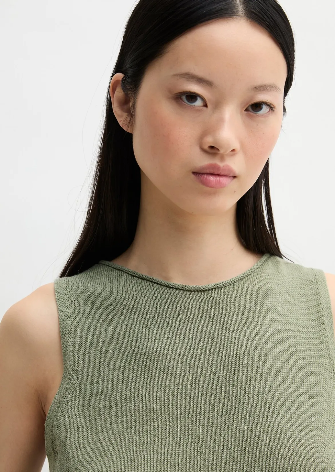 Ärmelloser Pullover regular aus Organic Cotton-Leinen-Mix