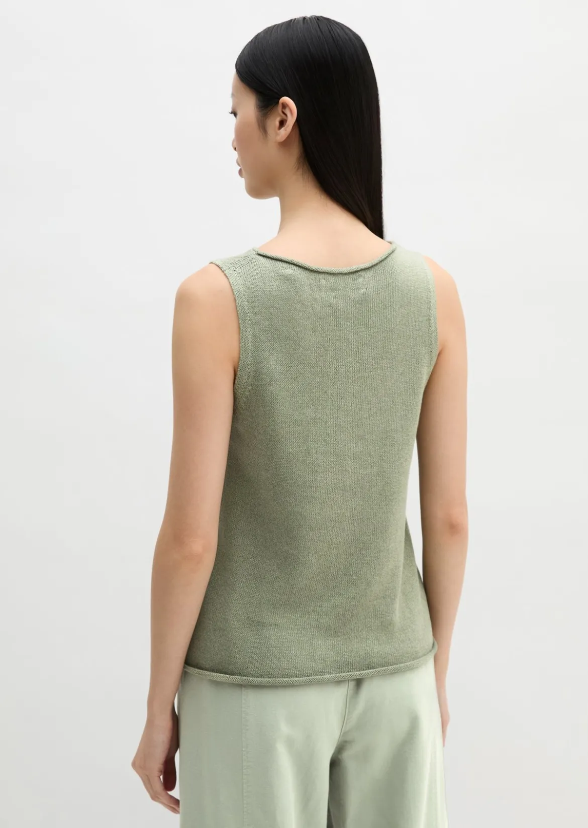 Ärmelloser Pullover regular aus Organic Cotton-Leinen-Mix